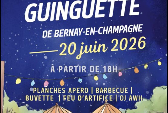   Le Comité des fêtes de Bernay-en-Champagne vous donne rendez-vous le samedi 20 juin 2026, à partir de 18h, à la prairie communale, pour une nouvelle édition de sa traditionnelle Soirée Guinguette. Dans une ambiance chaleureuse et conviviale, habitants et visiteurs pourront profiter d&rsquo;une belle soirée estivale autour de planches apéro, d&rsquo;un barbecue, d&rsquo;une buvette [&hellip;]